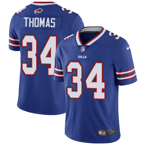 Nike Bills #34 Thurman Thomas Royal Blue Team Color Youth Stitched NFL Vapor Untouchable Limited Jersey - Click Image to Close